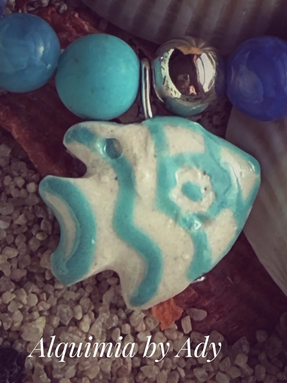 Luxury Aquamarine  and Turquoise Beaded Bracelet blue and white fish 🐟